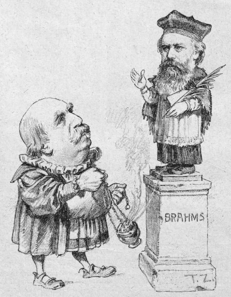 932px-Eduard_Hanslick_offering_incense_to_Brahms;_cartoon_rom_the_Viennese_journal_’Figaro‘,_1890