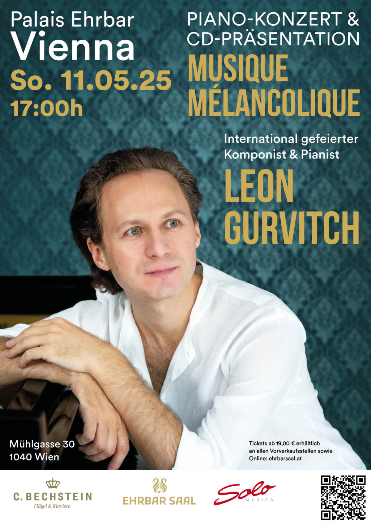 Leon Gurvitch, Konzert  Ehrbar Saal, Mühlgasse 30, 1040 Wien, 11. Mai 2025, 17 Uhr